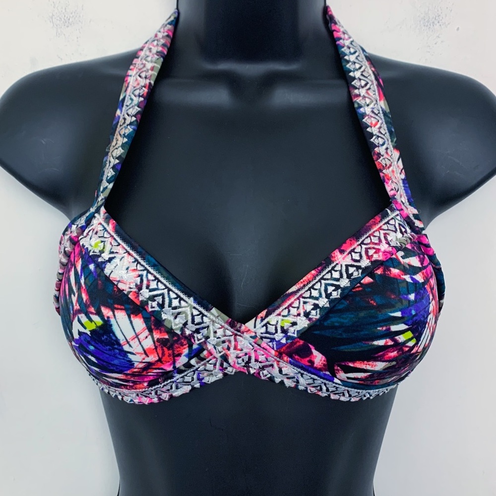 Pink Victoria’s Secret Halter Bikini Top Tropical
